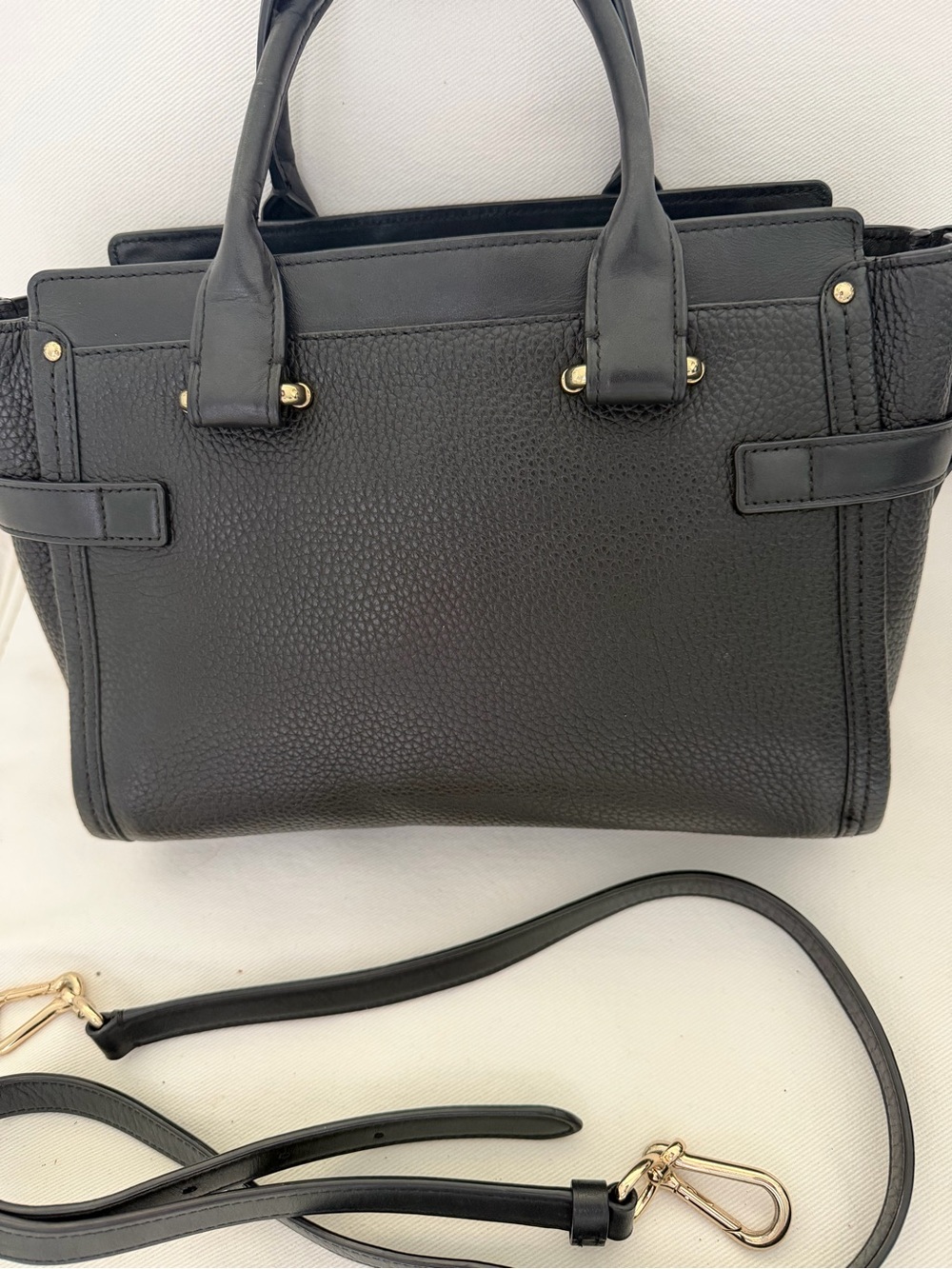 Coach Black Pebble Leather Satchel with Gold-Tone Accents - Picture 4 of 11